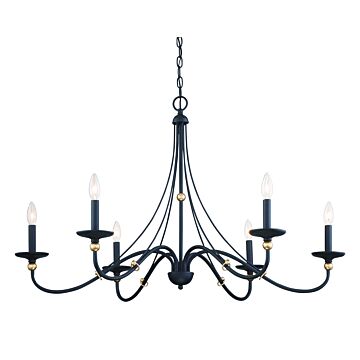 Westchester County Six Light Chandelier in Sand Coal With Skyline Gold Le by MinkaLavery