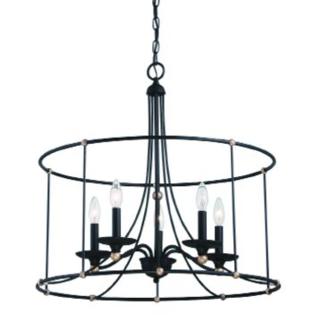 Westchester County Five Light Chandelier in Sand Coal With Skyline Gold Le by MinkaLavery