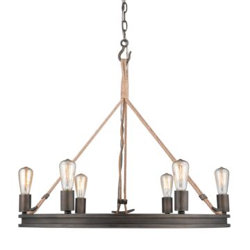 Chatham Six Light Chandelier in Gunmetal Bronze by Golden
