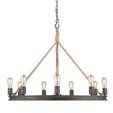 Chatham Nine Light Chandelier in Gunmetal Bronze by Golden