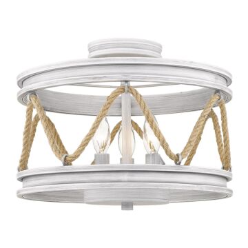 Chatham GDW Three Light Semi Flush Mount in Gray Driftwood by Golden