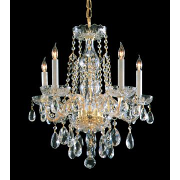 Traditional Crystal Five Light Mini Chandelier in Polished Brass by Crystorama