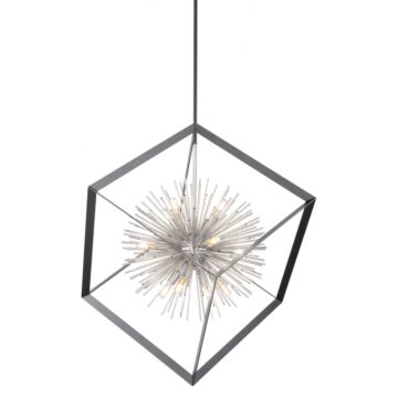 Sunburst Chandelier in Matte Black & Chrome by Artcraft Lighting