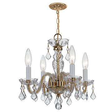 Traditional Crystal Four Light Mini Chandelier in Polished Brass by Crystorama