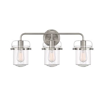 Jaxon 3-Light Bathroom Vanity Light Bar Vanity in Brushed Nickel