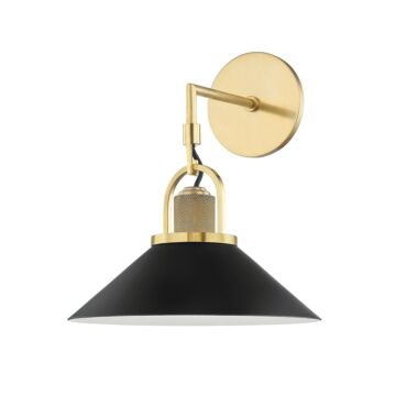Syosset One Light Wall Sconce in Aged Brass Black by Hudson Valley