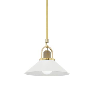 Syosset One Light Pendant in Aged Brass Soft Off White by Hudson Valley