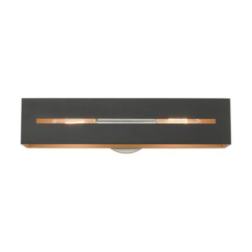 Soma 2-Light Bathroom Vanity Light in Textured Black w with Brushed Nickels