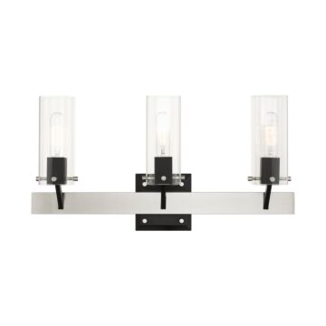 Beckett 3-Light Bathroom Vanity Light in Brushed Nickel & Black