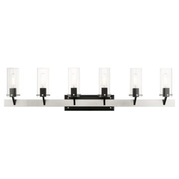 Beckett 6-Light Bathroom Vanity Light in Brushed Nickel & Black