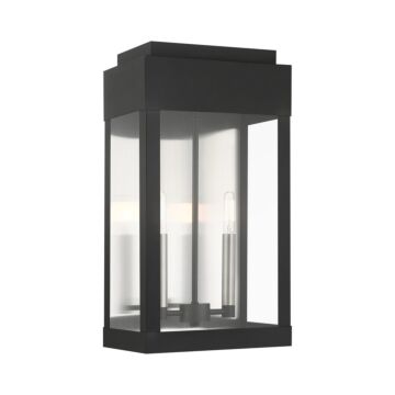 York 2-Light Outdoor Wall Lantern in Black w with Brushed Nickels w/ Brushed Nickel Stainless Steel