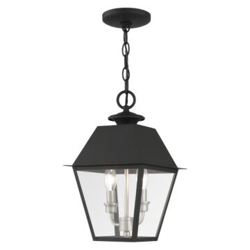 Wentworth 2-Light Outdoor Pendant in Black w with Brushed Nickel Cluster