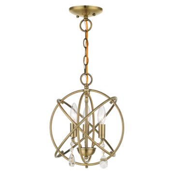 Aria 3-Light Convertible Chandelier with Semi-Flush in Antique Brass