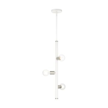 Bannister 3-Light Pendant in White w with Brushed Nickels