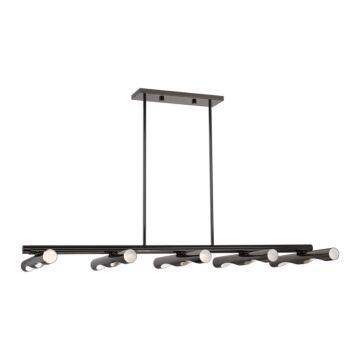 Acra 10-Light Linear Chandelier in Black Chrome