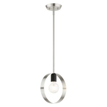 Modesto 1-Light Pendant in Brushed Nickel w with Blacks