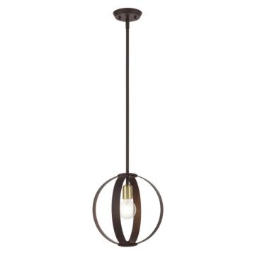 Modesto 1-Light Pendant in Bronze w with Satin Brasss