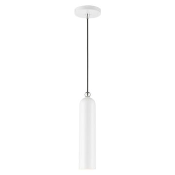 Ardmore 1-Light Pendant in Shiny White w with Polished Chromes