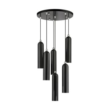 Ardmore 6-Light Pendant in Shiny Black w with Polished Chromes