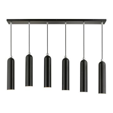 Ardmore 6-Light Linear Pendant in Shiny Black w with Polished Chromes