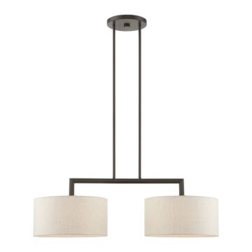 Monroe 2-Light Linear Chandelier in English Bronze