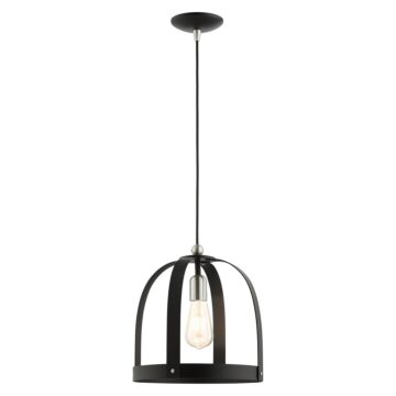 Stoneridge 1-Light Pendant in Textured Black w with Brushed Nickels