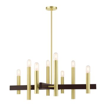 Helsinki 8-Light Chandelier in Satin Brass w with Bronzes
