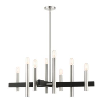 Helsinki 8-Light Chandelier in Brushed Nickel w with Blacks