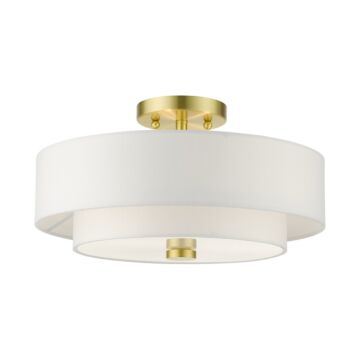 Meridian 3-Light Semi-Flush Mount in Satin Brass