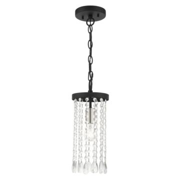 Elizabeth 1-Light Mini Pendant in Black w with Brushed Nickels
