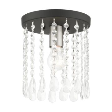 Elizabeth 1-Light Flush Mount in Black w with Brushed Nickels