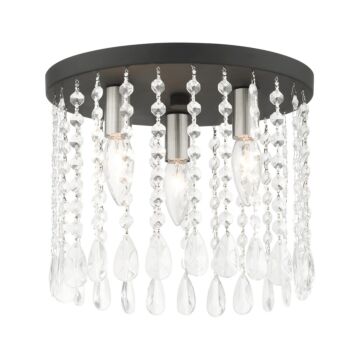 Elizabeth 3-Light Flush Mount in Black w with Brushed Nickels