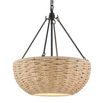 Hathaway Four Light Pendant in Matte Black by Golden