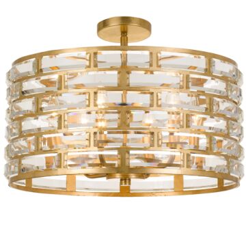 Meridian Semi Flush Mount in Antique Gold by Crystorama