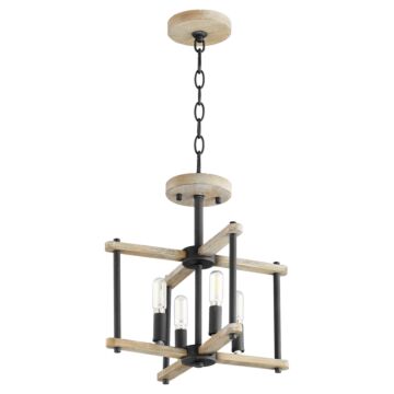 Silva Four Light Dual Mount in Textured Black  Weathered Oak Finish by Quorum International