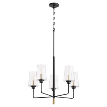 Dalia Five Light Chandelier in Textured Black  Aged Brass by Quorum International