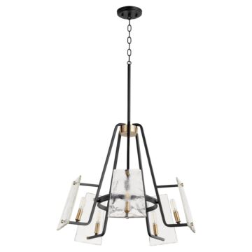 Tioga Five Light Chandelier in Textured Black  Aged Brass by Quorum International