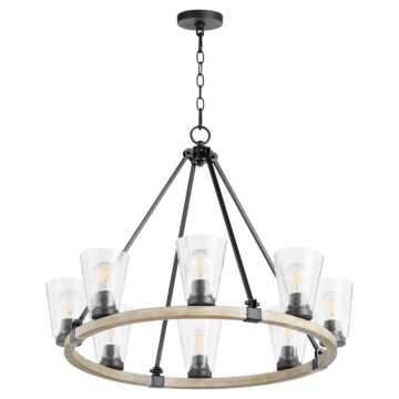 Paxton Eight Light Chandelier in Textured Black  Weathered Oak Finish by Quorum International