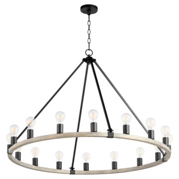 Paxton 16 Light Chandelier in Textured Black  Weathered Oak Finish by Quorum International