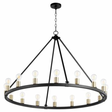 Paxton 16 Light Chandelier in Textured Black  Aged Brass by Quorum International