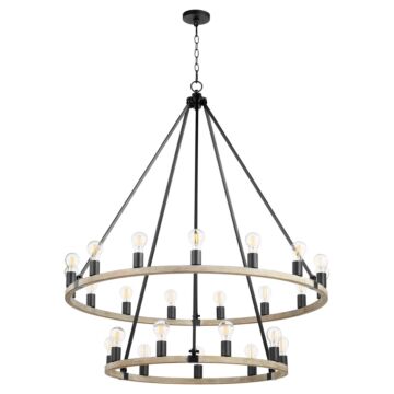 Paxton 24 Light Chandelier in Textured Black  Weathered Oak Finish by Quorum International