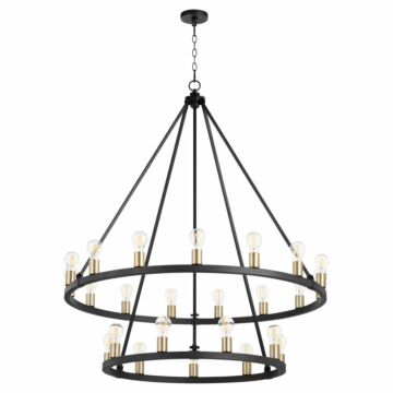 Paxton 24 Light Chandelier in Textured Black  Aged Brass by Quorum International