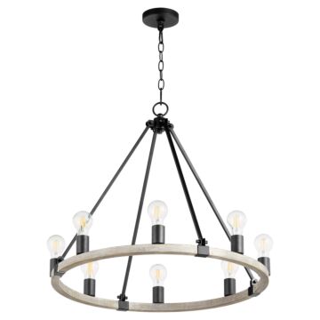 Paxton Eight Light Chandelier in Textured Black  Weathered Oak Finish by Quorum International