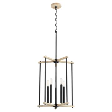 Silva Five Light Entry in Textured Black  Weathered Oak Finish by Quorum International