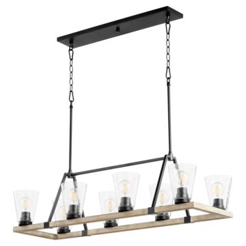 Paxton Eight Light Chandelier in Textured Black  Weathered Oak Finish by Quorum International