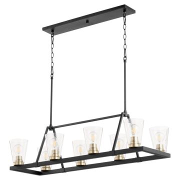 Paxton Eight Light Chandelier in Textured Black  Aged Brass by Quorum International