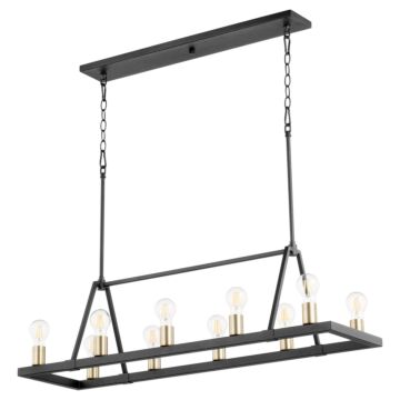 Paxton Ten Light Chandelier in Textured Black  Aged Brass by Quorum International
