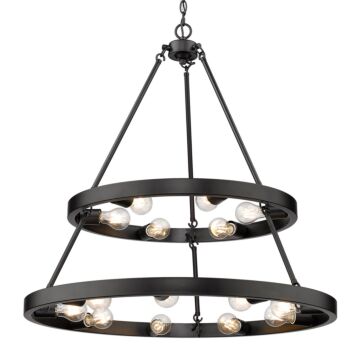 Castile 15 Light Chandelier in Matte Black by Golden