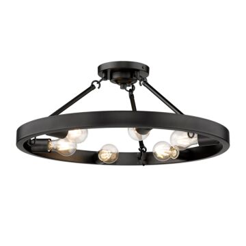 Castile Six Light Semi Flush Mount in Matte Black by Golden