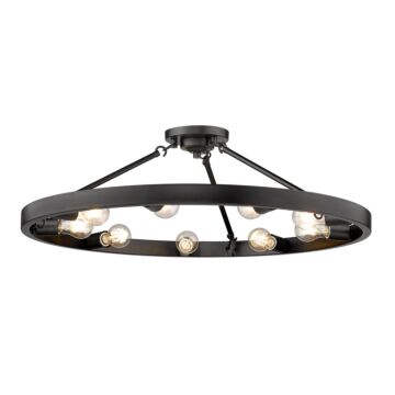 Castile Nine Light Semi Flush Mount in Matte Black by Golden